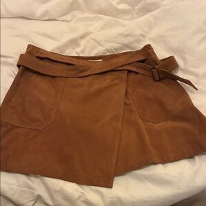 Women’s Tan Suede Mini Skirt with Belt